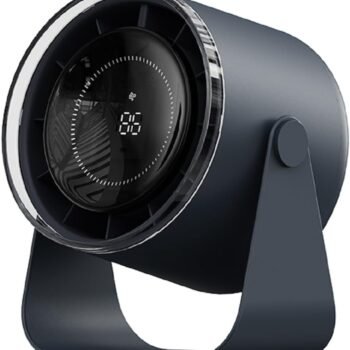 Small Desk Fan, 28dB Ultra-Quiet Desktop Air Circulator with 115° Adjustable Tilt, 100 Speeds, Rechargeable Battery, USB-Powered, Portable for Bedroom, Office, Kitchen, Travel -Bluish Black