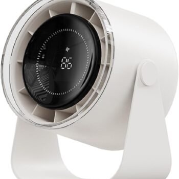 Small Desk Fan, 28dB Ultra-Quiet Desktop Air Circulator with 115° Adjustable Tilt, 100 Speeds, Rechargeable Battery, USB-Powered, Portable for Bedroom, Office, Kitchen, Travel -White