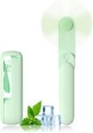 Portable Handheld Fan, 2 IN 1 Mini Hand Fan, Battery Operated [8-15 Working Hours], USB Rechargeable Personal Foldable Fan for Indoor, Small Pocket Fans Travel Essentials for Outdoor (Green)
