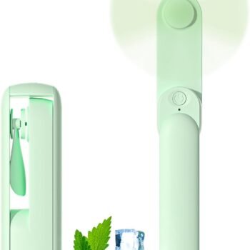 Portable Handheld Fan, 2 IN 1 Mini Hand Fan, Battery Operated [8-15 Working Hours], USB Rechargeable Personal Foldable Fan for Indoor, Small Pocket Fans Travel Essentials for Outdoor (Green)