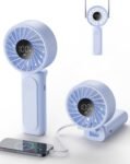 Portable Fan, 4000mAh Rechargeable, 180° Foldable Mini Desk Fan with 6 Wind Speed, LCD Digital Display, Lanyard as Neck Fan, Ultra Quiet, Pocket Size for Indoor Outdoor