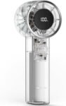 Portable Fan Mini Handheld Turbo Fan for Travel, 20H Max Cooling Time, 1-100 Speeds Rechargeable Battery Fans with LED Display, Transparent Hand Held & Desk Personal Fans for Outdoor Beach