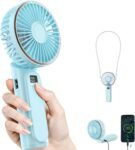 Portable Handheld Fan, 4000mAh, 180 Adjustable, 6 Speed Wind, USB Rechargeable Foldable Fan with Real-Time Electricity Display