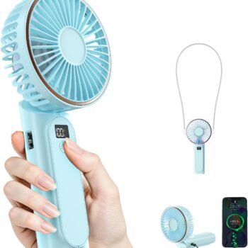 Portable Handheld Fan, 4000mAh, 180 Adjustable, 6 Speed Wind, USB Rechargeable Foldable Fan with Real-Time Electricity Display