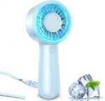 Portable Handheld Fan Personal Small Turbo Hand Fan Powerful, Cooling, Lanyard, USB Rechargeable, 5 Speeds, Makeup, Gifts for Women Men, Kid, Mom, Hot Summer, Travel, Sports, Wedding Use