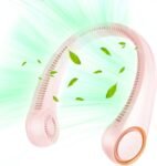 Portable Neck Fan, Hands Free Bladeless Fan, 360° Cooling Personal Fan,Wearable Quiet Fan for Outdoor Indoor, Birthday Gifts for Men Women Mom Dad, 4000mAh Battery USB Rechargeable, 3-Speeds (Pink)