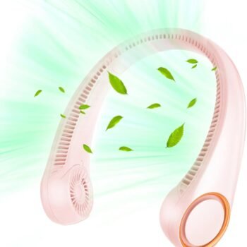 Portable Neck Fan, Hands Free Bladeless Fan, 360° Cooling Personal Fan,Wearable Quiet Fan for Outdoor Indoor, Birthday Gifts for Men Women Mom Dad, 4000mAh Battery USB Rechargeable, 3-Speeds (Pink)