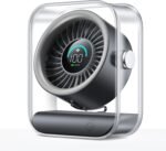 Rechargeable USB Desk Fan, Quiet Table Fan with Turbo Airflow, 100 Speeds, Digital Display, 90° Rotating, Small Battery Desktop Fans for Bedroom Home Office Travel, Black