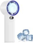 5200mAh Portable Handheld Turbo Fan, 13000RPM Powerful Cooling Ice Fan, Mini Hand Fan Rechargeable, 100 Speeds Adjustable, Digital Display, Pocket Fans for Travel Beach Outdoors(White)