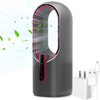 Desk Fan Bladeless, 11.8 Inch Office Fan Small, Quiet, 3 Speed Adjustment, Touch Control, Easy to Clean, Desk Fans Small Quiet, Ideal for Office, Living Room, Bedroom