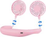 Portable Neck Fan 2500 mAh Rechargeable USB Hands-Free Mini Face Cooling Personal Double Headed Rotatable Small Fan for Working Office Reading Traveling Outdoor Sport