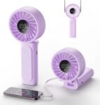 Portable Fan, 4000mAh USB Rechargeable, 180° Foldable Mini Desk Fan, 6 Wind Speed, LCD Digital Display, Lanyard as Neck Fan, Ultra Quiet, Pocket Size for Indoor Outdoor