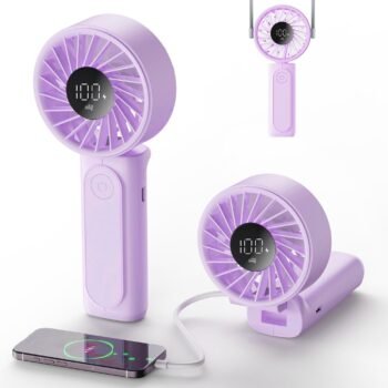 Portable Fan, 4000mAh USB Rechargeable, 180° Foldable Mini Desk Fan, 6 Wind Speed, LCD Digital Display, Lanyard as Neck Fan, Ultra Quiet, Pocket Size for Indoor Outdoor