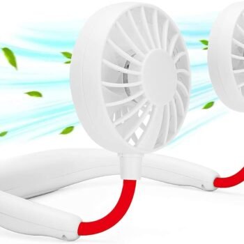 Portable Neck Fan, Hand Free Personal Hanging Neck Sports Fan USB Rechargeable (3 Speed Adjustable) Wearable Cooling Head Fan,360 Degree Free Rotation for Traveling, Sports, Office, Reading