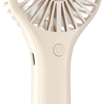 Portable Mini Fan - Powerful Personal Handheld Fan with 3 Speeds, Cute and Small, USB Rechargeable for Travel/Lash/Makeup/Outdoor/Home, Beige