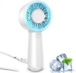 Portable Handheld Fan Personal Small Turbo Hand Fan Powerful, Cooling, Lanyard, USB Rechargeable, 5 Speeds, Makeup, Gifts for Women Men, Kid, Mom, Hot Summer, Travel, Sports, Wedding Use