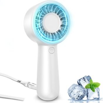 Portable Handheld Fan Personal Small Turbo Hand Fan Powerful, Cooling, Lanyard, USB Rechargeable, 5 Speeds, Makeup, Gifts for Women Men, Kid, Mom, Hot Summer, Travel, Sports, Wedding Use