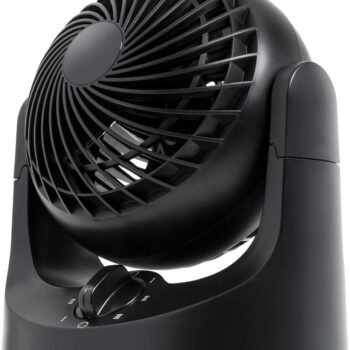 Small Desk Fan, Air Circulator, 3 Speeds, 32ft Max Air Distance, 120° Adjustable Tilt, 27.5db Quiet Motor, Small Fan for Bedroom, Office, Dorm, Black