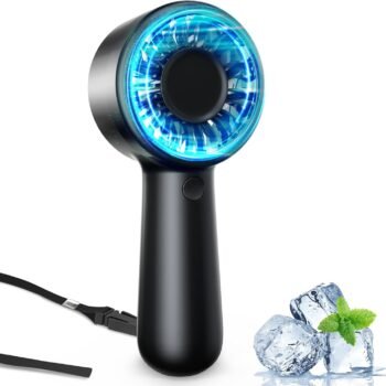 Portable Handheld Fan Personal Small Turbo Hand Fan Powerful, Cooling, Lanyard, USB Rechargeable, 5 Speeds, Makeup, Gifts for Women Men, Kid, Mom, Hot Summer, Travel, Sports, Wedding Use