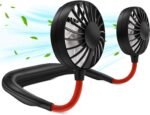 Portable Neck Fan, Hand Free Personal Hanging Neck Sports Fan USB Rechargeable (3 Speed Adjustable) Wearable Cooling Head Fan,360 Degree Free Rotation for Traveling, Sports, Office, Reading
