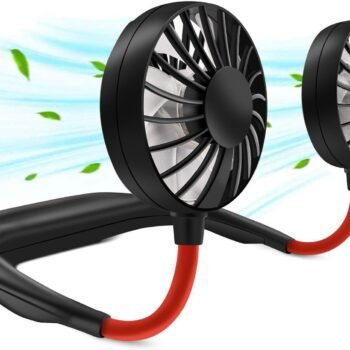 Portable Neck Fan, Hand Free Personal Hanging Neck Sports Fan USB Rechargeable (3 Speed Adjustable) Wearable Cooling Head Fan,360 Degree Free Rotation for Traveling, Sports, Office, Reading
