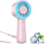 Portable Handheld Fan Personal Small Turbo Hand Fan Powerful, Cooling, Lanyard, USB Rechargeable, 5 Speeds, Makeup, Gifts for Women Men, Kid, Mom, Hot Summer, Travel, Sports, Wedding Use
