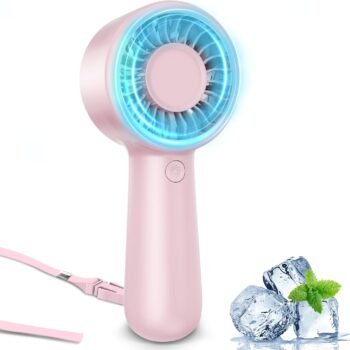 Portable Handheld Fan Personal Small Turbo Hand Fan Powerful, Cooling, Lanyard, USB Rechargeable, 5 Speeds, Makeup, Gifts for Women Men, Kid, Mom, Hot Summer, Travel, Sports, Wedding Use