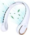 Neck Fan, Neck Fans Portable Rechargeable, Upgrade 360° Air Outlet, Super Quiet, 3 Speeds, 4000mAh Personal Bladeless Wearable Fan for Indoor Outdoor Travel-White