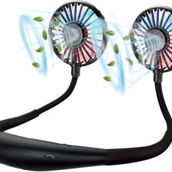 Neck Fan - 2600mAh Battery Operated Hands Free Fan, Portable Hang Around Neck Fans for Fishing, Camping, Hiking, Working, USB Powered, Over 12 Hours Cooling