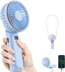 Portable Handheld Fan, Portable Fan Rechargeable, 4000mAh, 180° Adjustable, 6 Speed Wind, Display Electricity in Real Time, USB Rechargeable Foldable Fan, Quiet Personal Fan as Power Bank