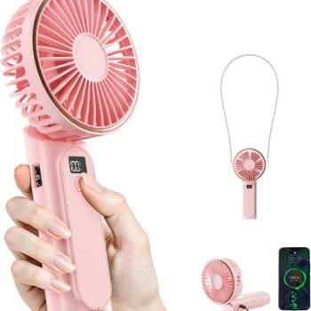Portable Handheld Fan, 4000mAh, 180 Adjustable, 6 Speed Wind, USB Rechargeable Foldable Fan with Real-Time Display